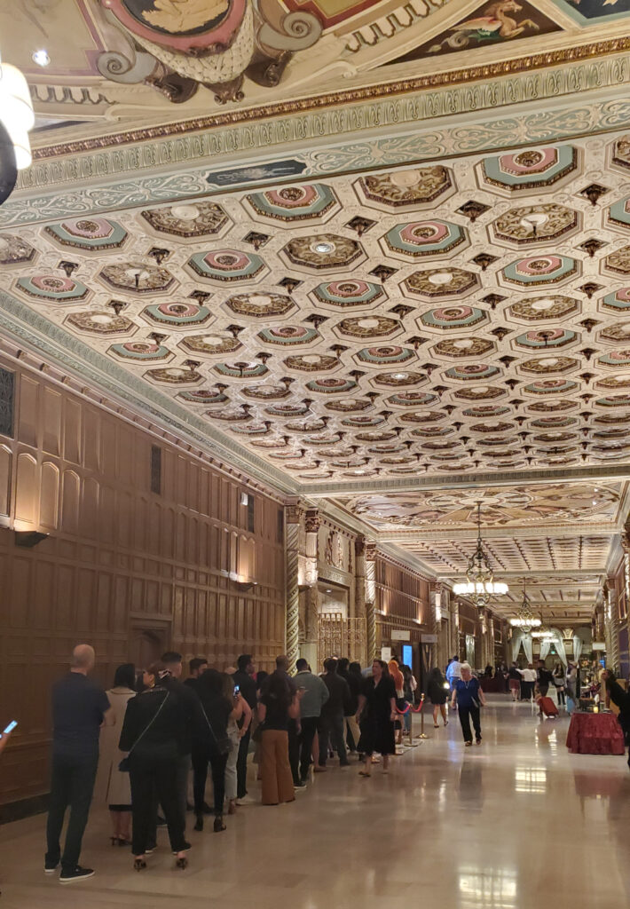 amazing biltmore dtla hotel hallway ceiling art and line for event