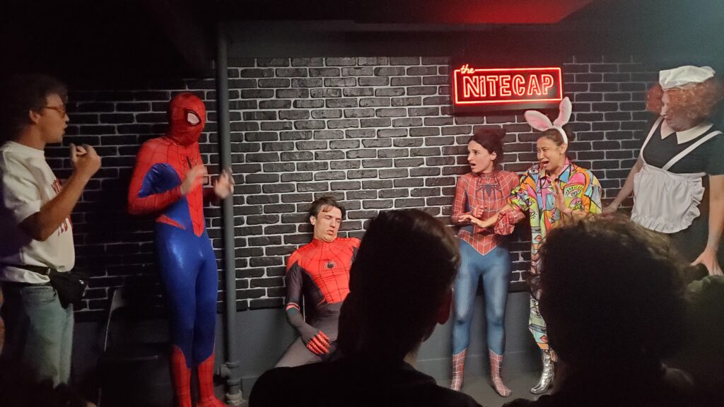 luke lutz, noah ramirez, brock st. clair (dead), amanda barlow, dione kuraoka, philip rodriguez, improv murder