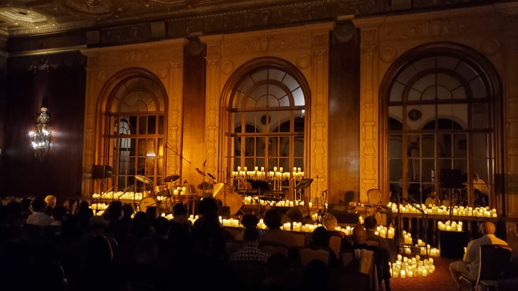 empty candlelight concerts stage with hundreds of fake candles at the biltmore