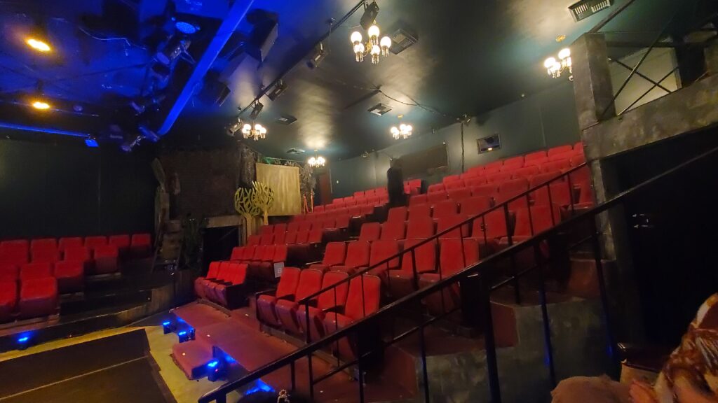 Glendale Nocturne Theater interior looking right at the back seating of theater, also Shrek's House.