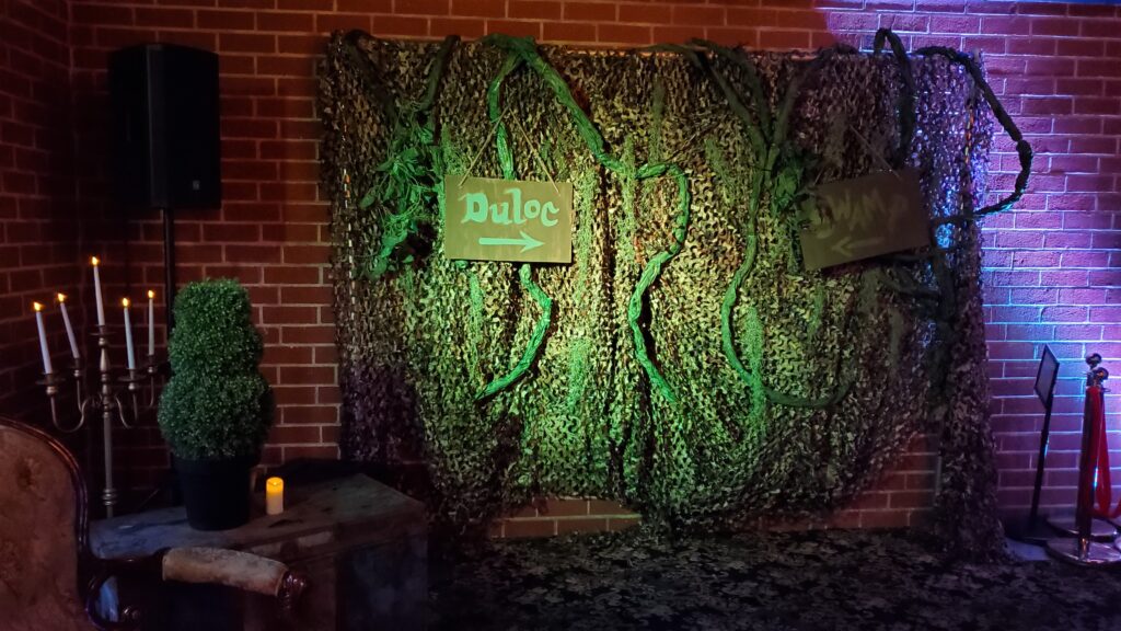nocturne theater interior showing a shrek-themed netting backdrop