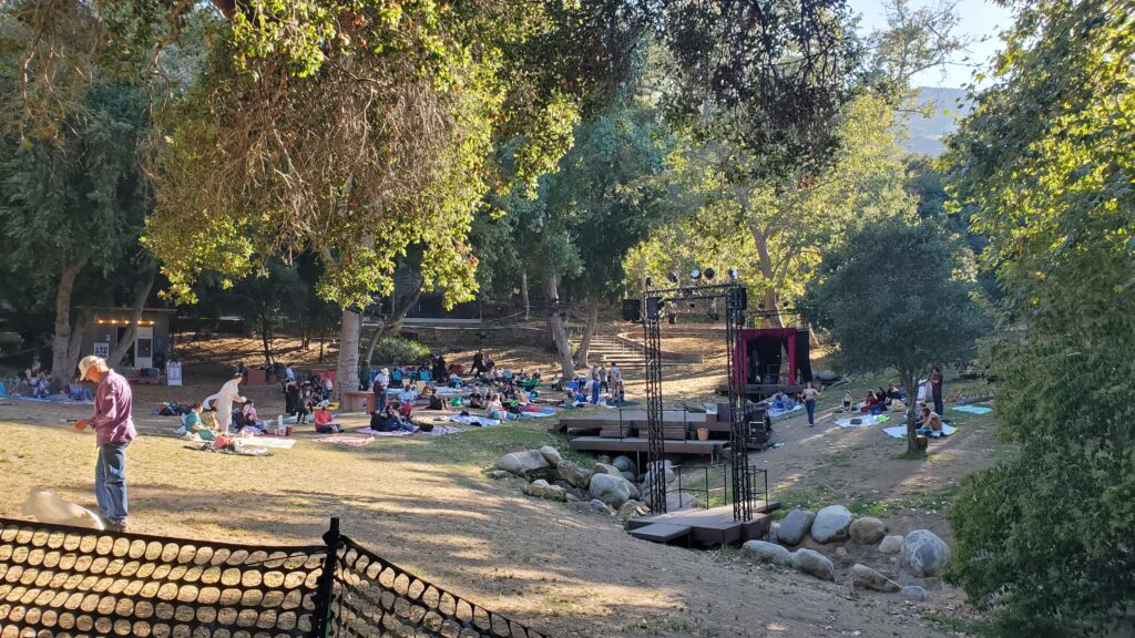 wide shot of the stage in daylight again from afar in griffith park